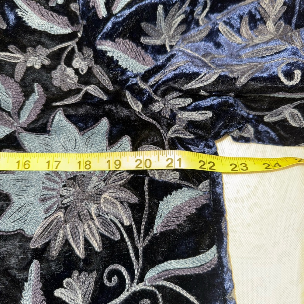 Soft Surroundings Navy Blue Velvet Embroidered Trench Coat - Picture 16 of 16